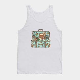 A vintage suitcase with travel stickers Tank Top